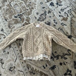 Zara Girls Cable Knit Cream Sweater size 3-4
